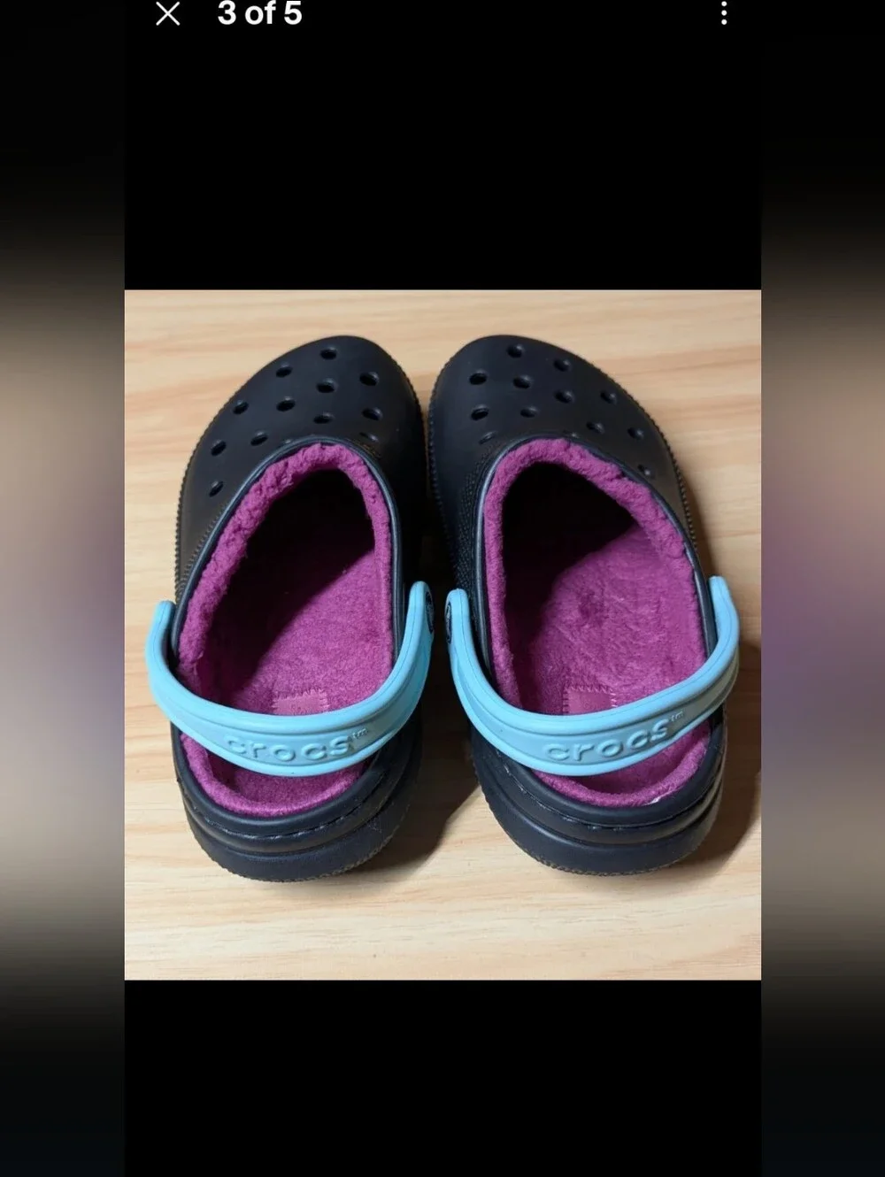Crocs Black Shoes Women's 7 Fuscia Fleece Lining Teal Strap